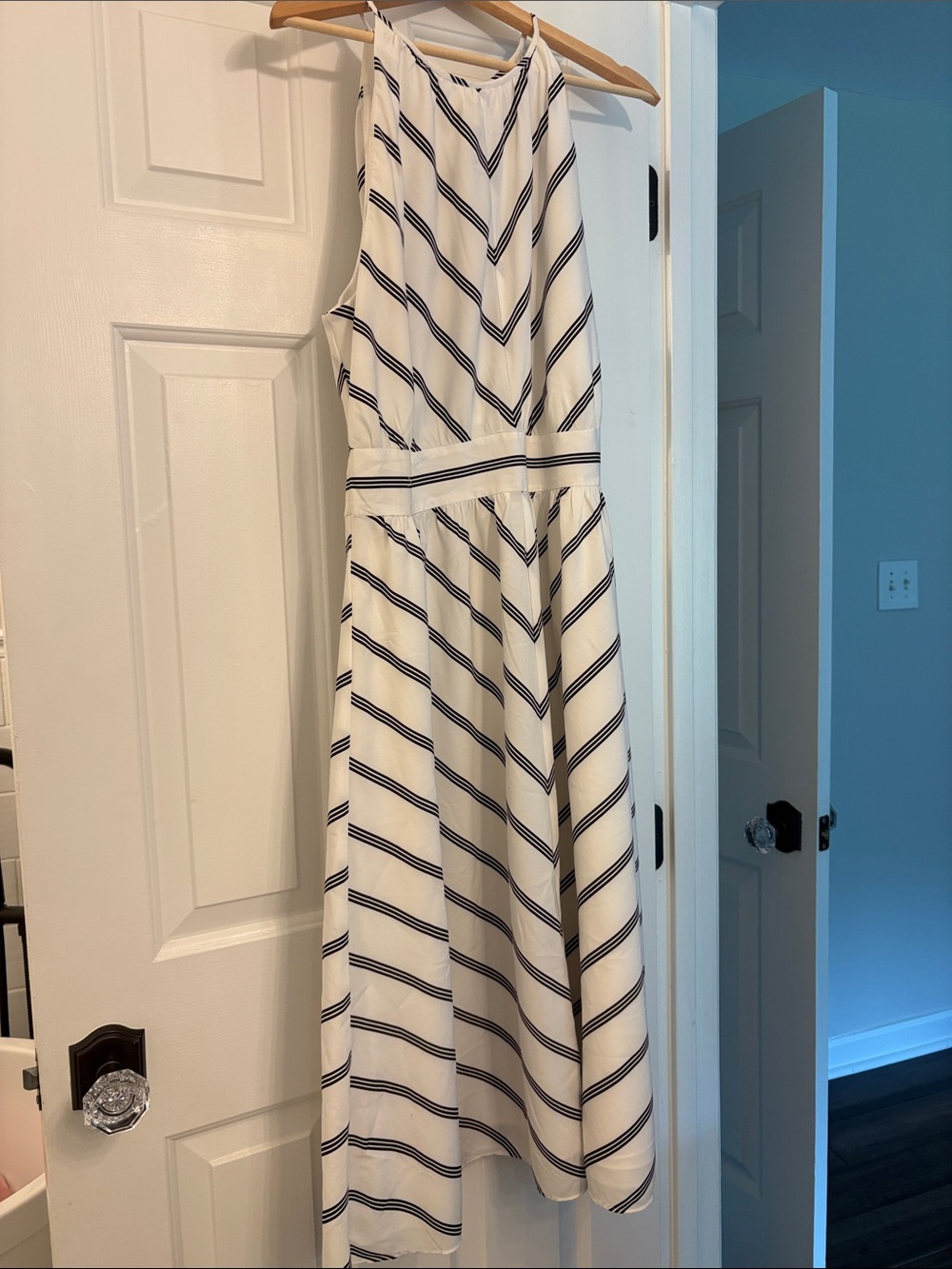 GAP White Maxi Dress with Navy Stripes